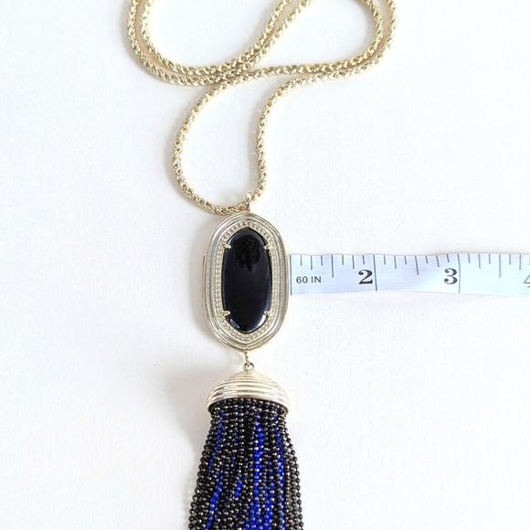 Kendra Scott Charlsea Glam Rock Necklace Iridescent Dichroic Glass Chain Fringe - Picture 8 of 12